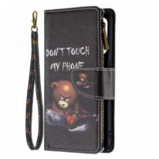 Capa Flip Para Oppo A94 5G Urso De Bolso Com Zíper