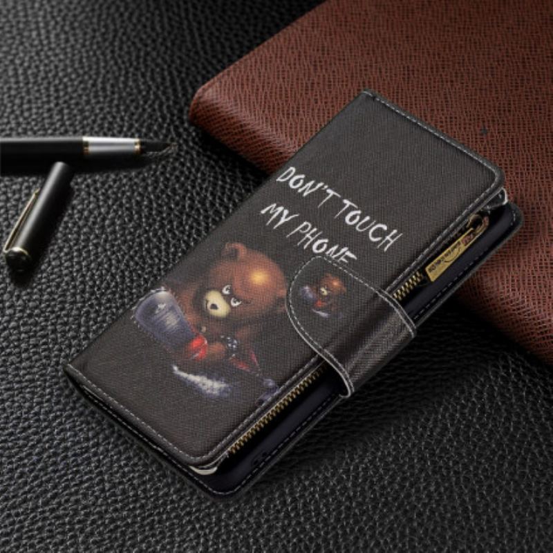 Capa Flip Para Oppo A94 5G Urso De Bolso Com Zíper