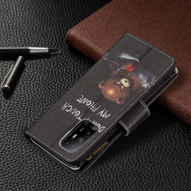 Capa Flip Para Oppo A94 5G Urso De Bolso Com Zíper