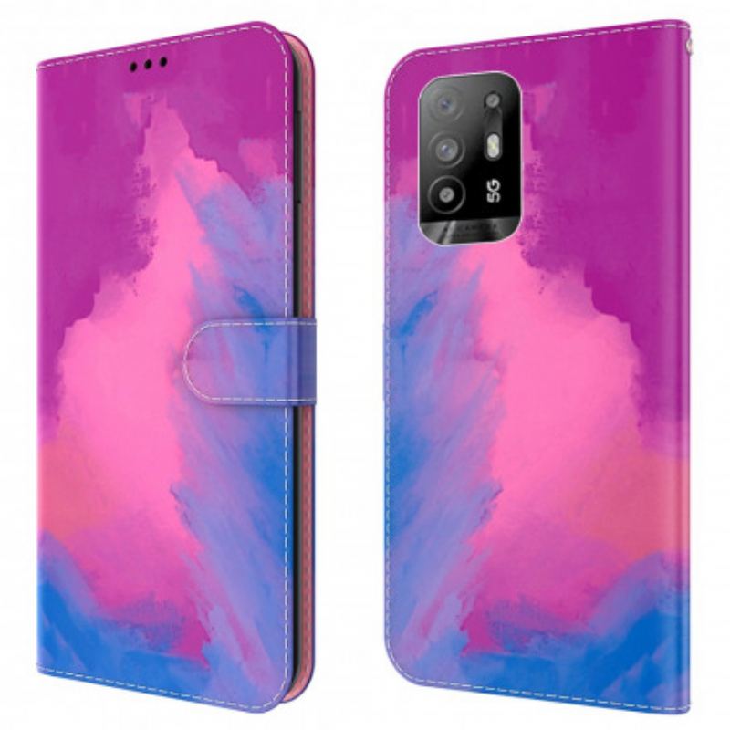 Capa Folio Para Oppo A94 5G Aquarela