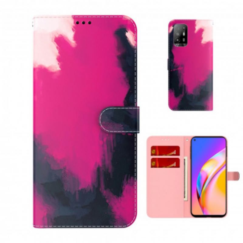 Capa Folio Para Oppo A94 5G Aquarela