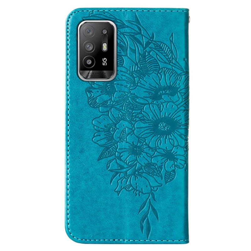 Capa Folio Para Oppo A94 5G Borboleta Com Cordão