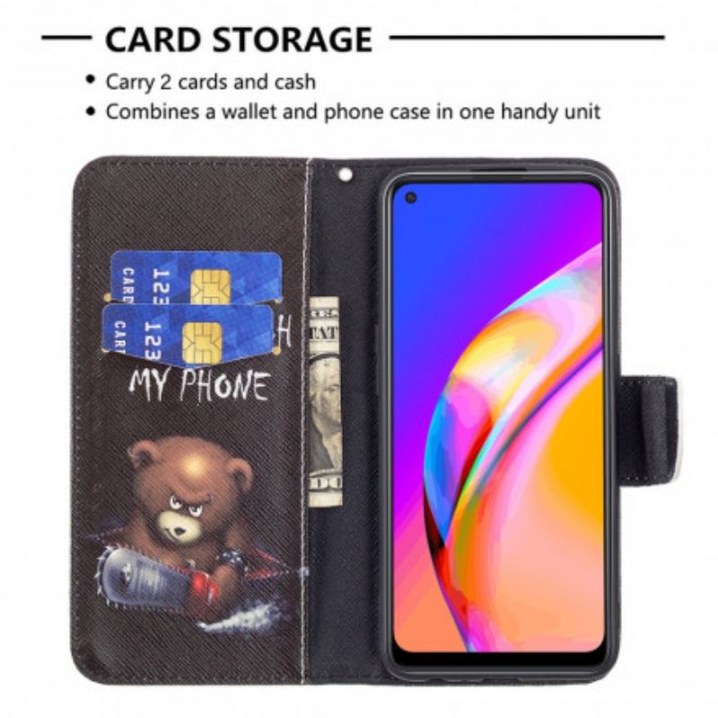 Capa Folio Para Oppo A94 5G Urso Perigoso