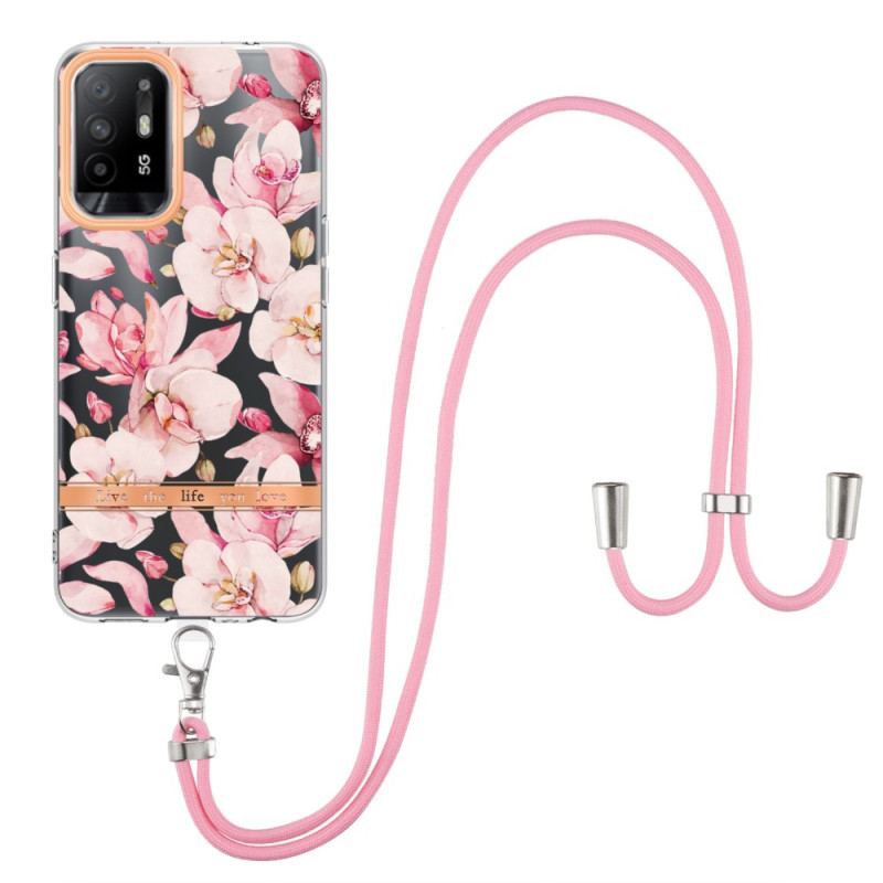 Capa Para Oppo A94 5G De celular Com Cordão De Flor