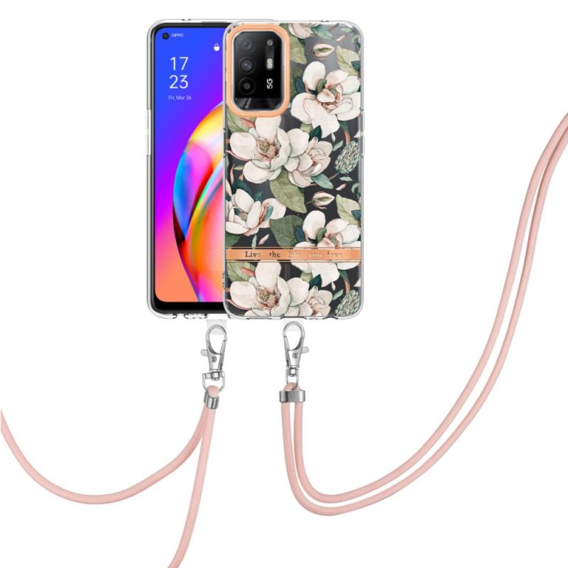 Capa Para Oppo A94 5G De celular Com Cordão De Flor