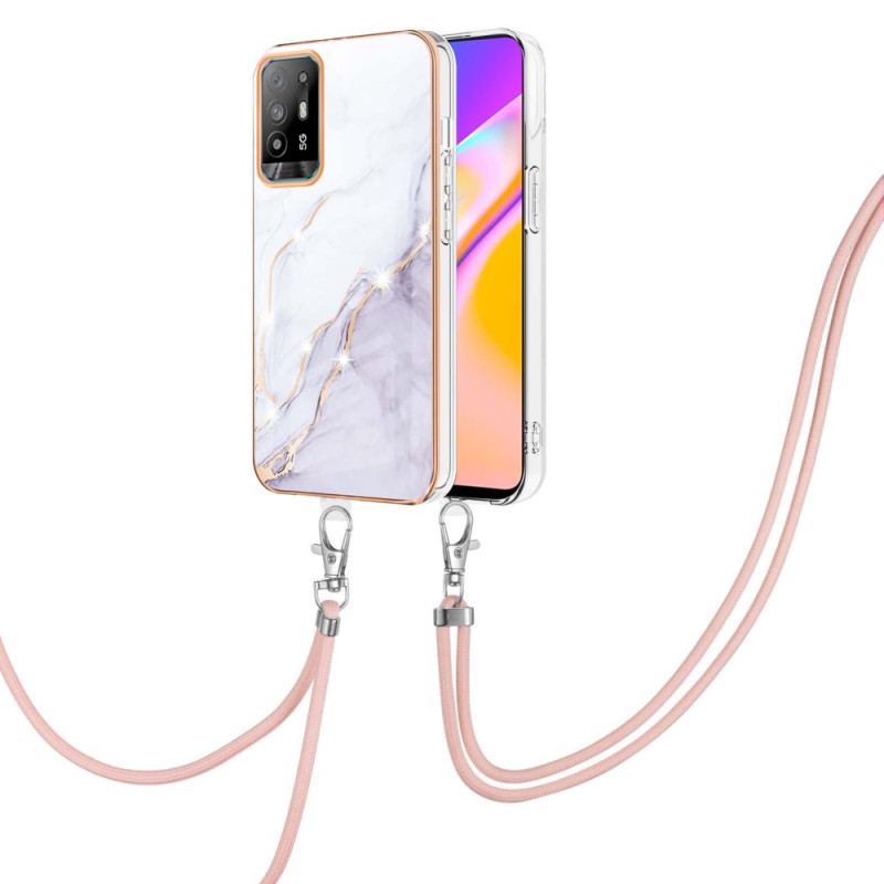 Capa Para Oppo A94 5G Mármore Com Cordão