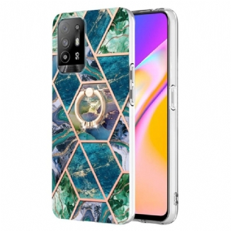 Capa Para Oppo A94 5G Mármore Geométrico Com Anel