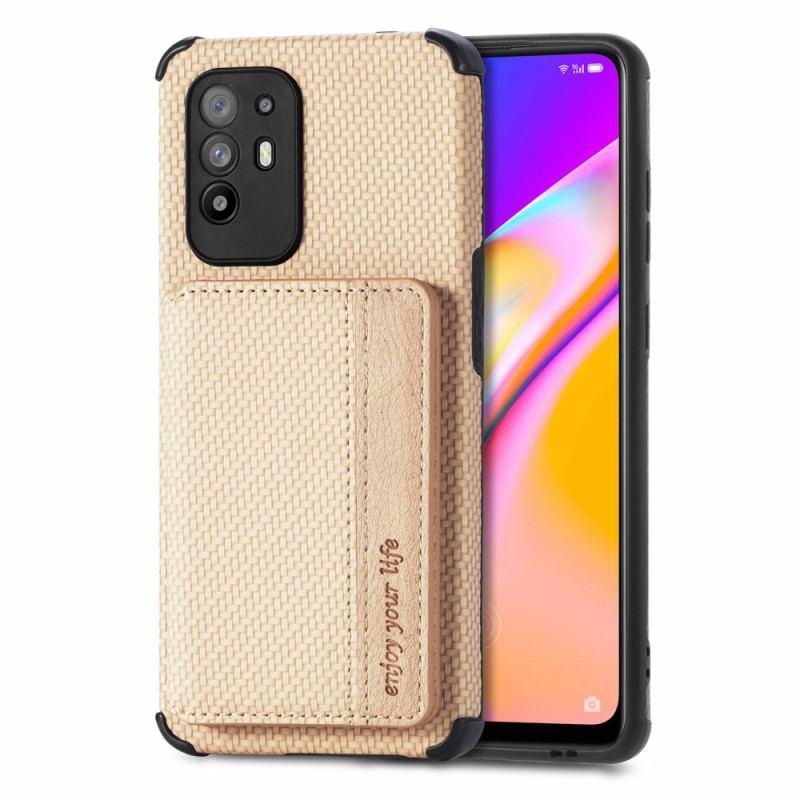 Capa Para Oppo A94 5G Titular De Cartão De Fibra De Carbono