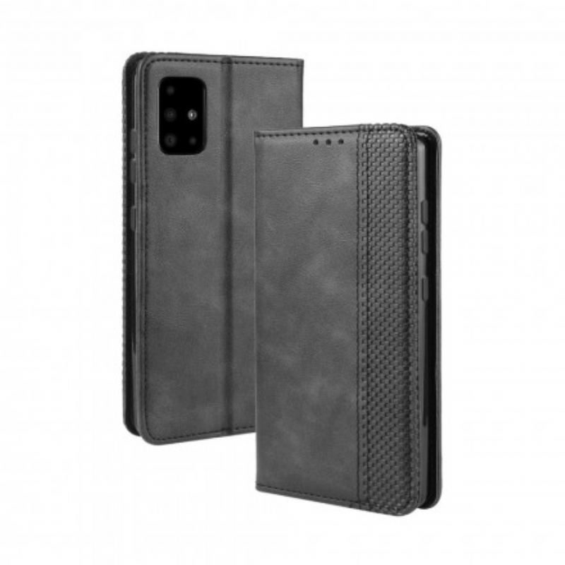 Capa De Celular Para Samsung Galaxy A71 5G Flip Efeito Couro Vintage Estilizado