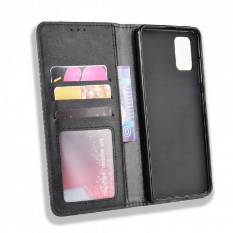 Capa De Celular Para Samsung Galaxy A71 5G Flip Efeito Couro Vintage Estilizado