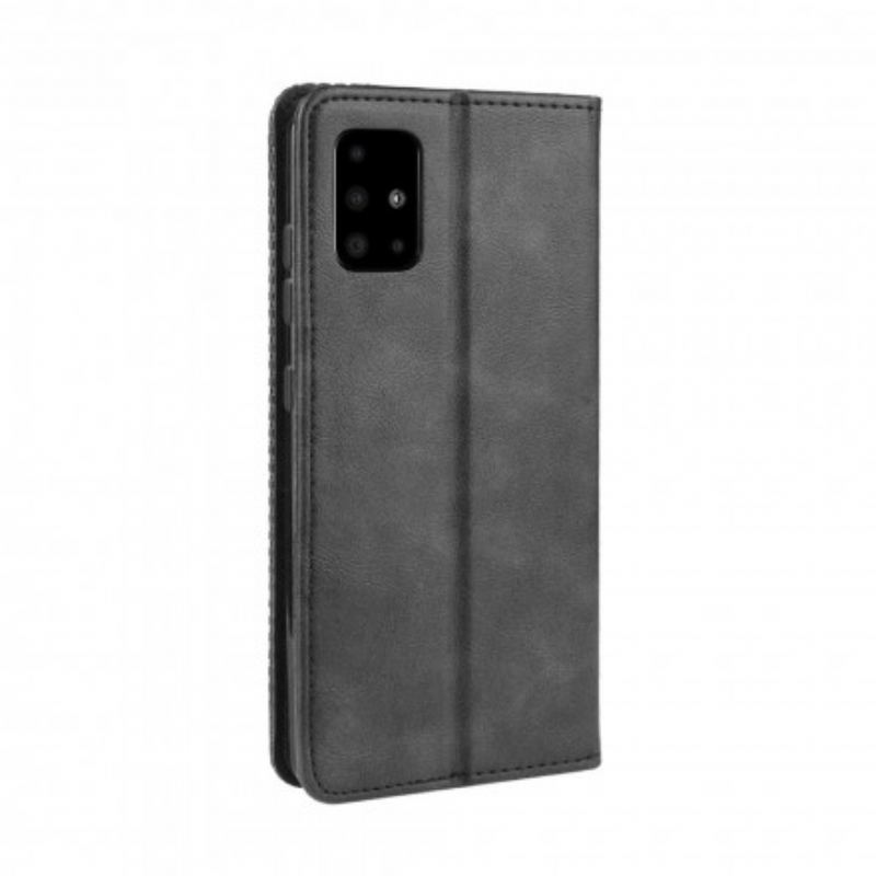 Capa De Celular Para Samsung Galaxy A71 5G Flip Efeito Couro Vintage Estilizado