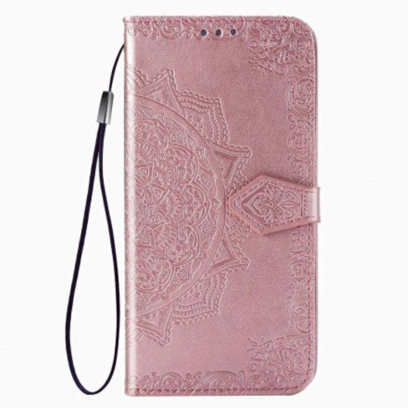 Capa De Couro Para Samsung Galaxy A71 5G Mandala Idade Média