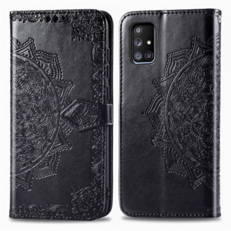 Capa De Couro Para Samsung Galaxy A71 5G Mandala Idade Média