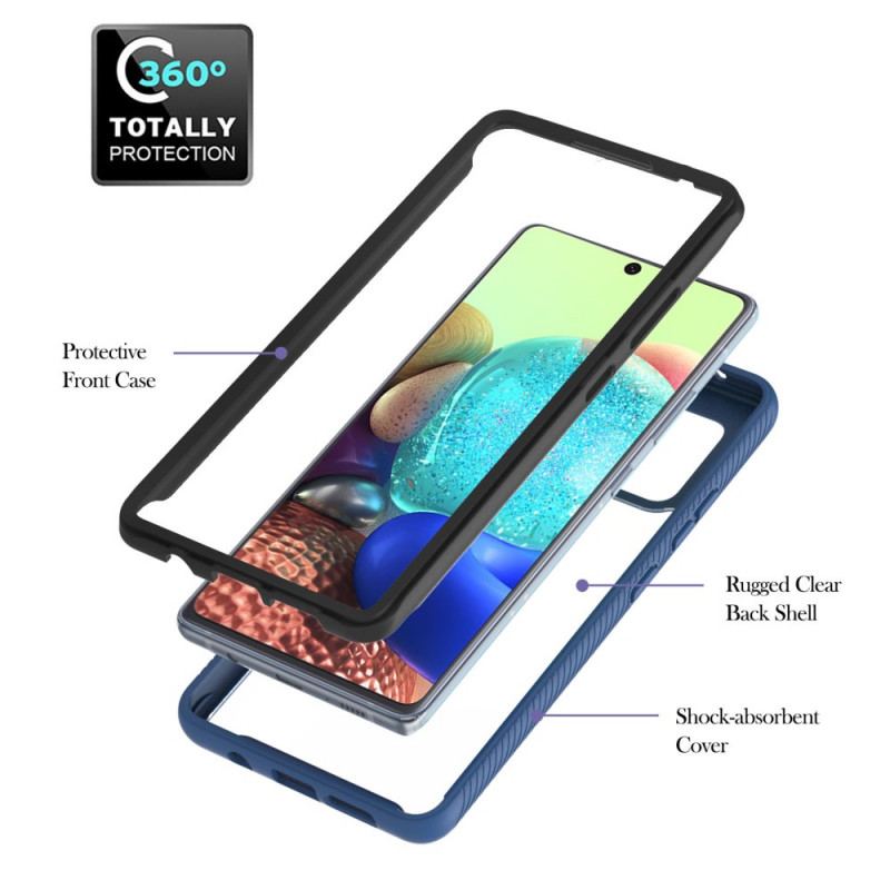 Capa Para Samsung Galaxy A71 5G Contorno Híbrido Colorido Com Anel