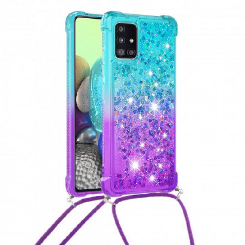 Capa Para Samsung Galaxy A71 5G Lantejoulas E Cordão De Silicone