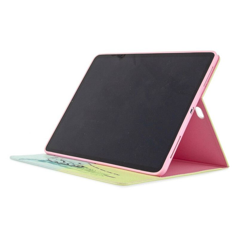 Capa Flip Para iPad Pro 12.9" (2022) Padrão De Impressão De Penas