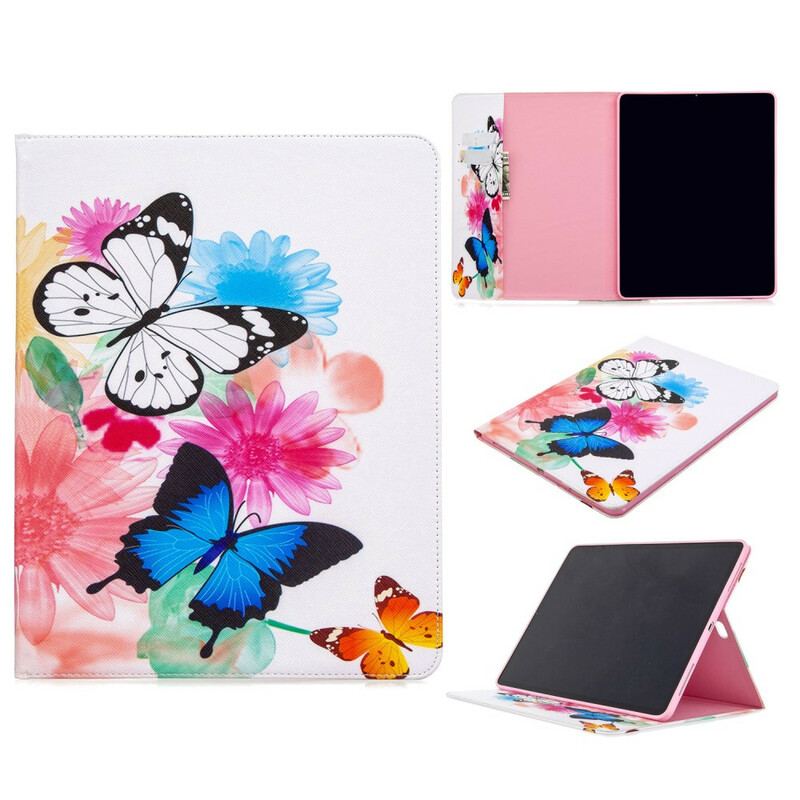 Capa Flip Para iPad Pro 12.9" (2022) Padrão Impresso Borboletas