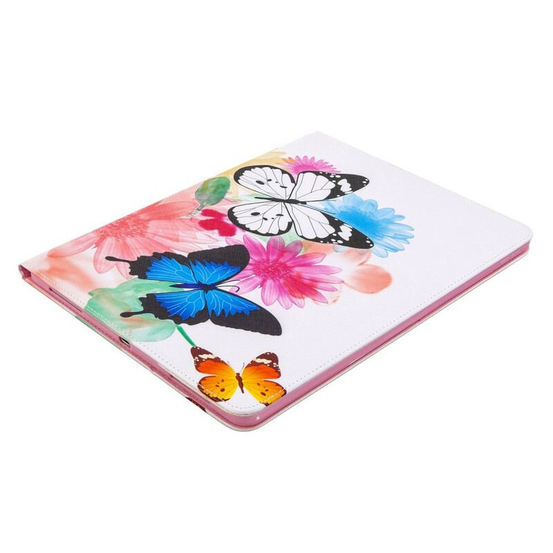 Capa Flip Para iPad Pro 12.9" (2022) Padrão Impresso Borboletas