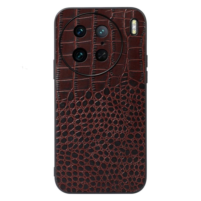 Capa De Celular Para Vivo X90 Pro Couro Genuíno Com Textura De Crocodilo