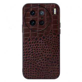 Capa De Celular Para Vivo X90 Pro Couro Genuíno Com Textura De Crocodilo