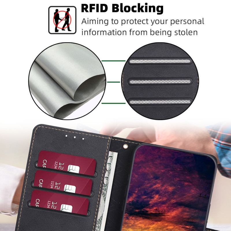 Capa De Couro Para Vivo X90 Pro Rfid Clássico