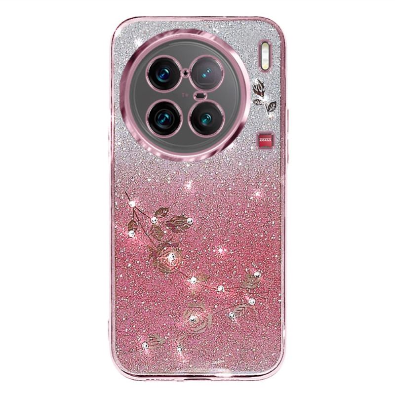 Capa Para Vivo X90 Pro Lantejoulas Rosa