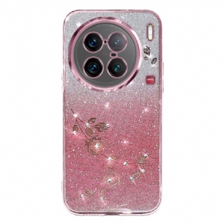 Capa Para Vivo X90 Pro Lantejoulas Rosa