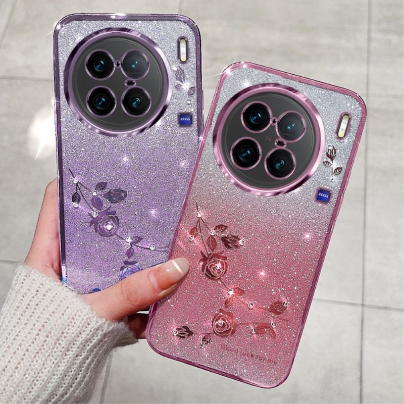 Capa Para Vivo X90 Pro Lantejoulas Rosa