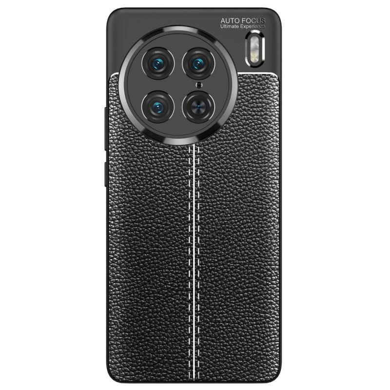 Capa Para Vivo X90 Pro Linha Dupla Efeito Couro Litchi