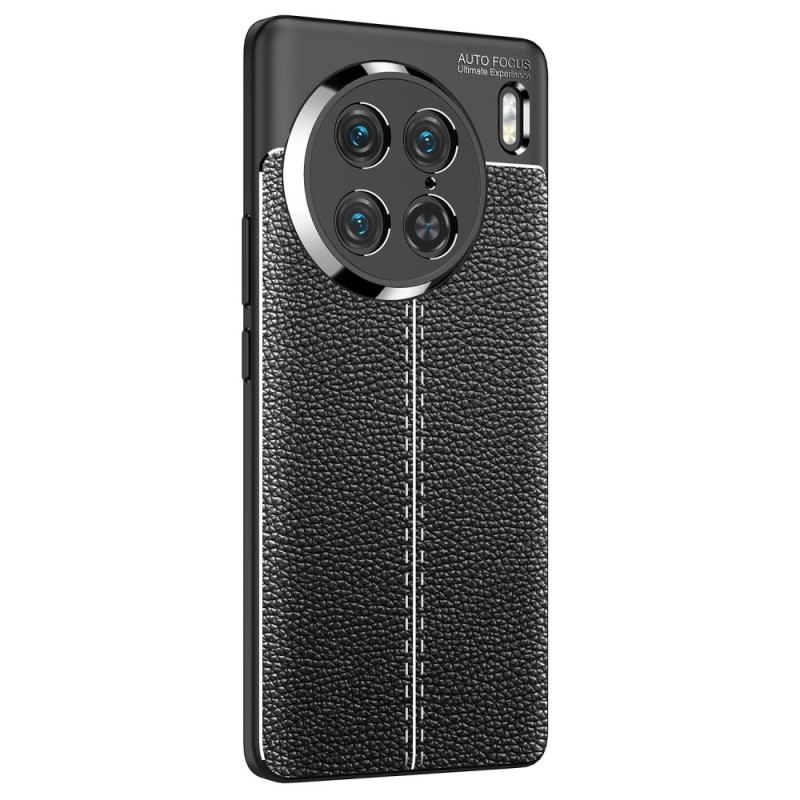 Capa Para Vivo X90 Pro Linha Dupla Efeito Couro Litchi