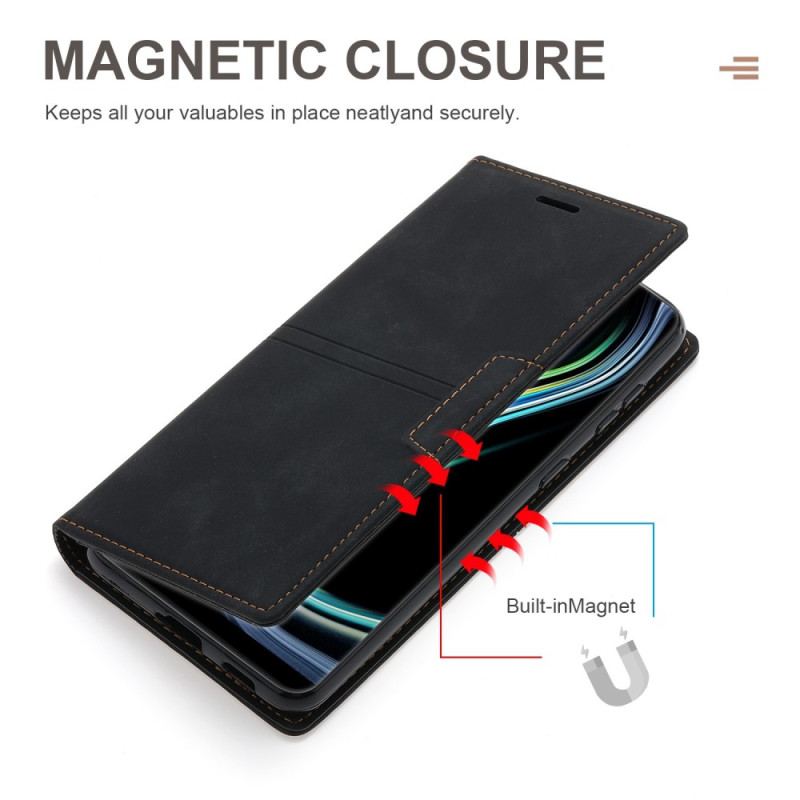 Capa De Celular Para Samsung Galaxy S23 Plus 5G Flip Fecho Magnético Com Costura Estilo Couro