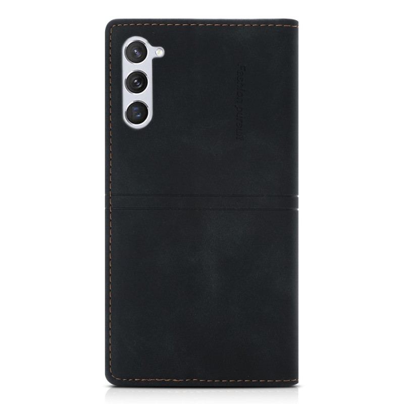 Capa De Celular Para Samsung Galaxy S23 Plus 5G Flip Fecho Magnético Com Costura Estilo Couro