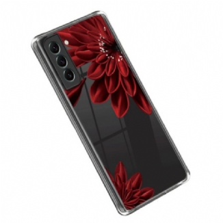 Capa De Celular Para Samsung Galaxy S23 Plus 5G Flores Vermelhas Sem Costura