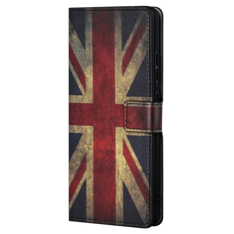 Capa De Couro Para Samsung Galaxy S23 Plus 5G Bandeira Inglesa Vintage