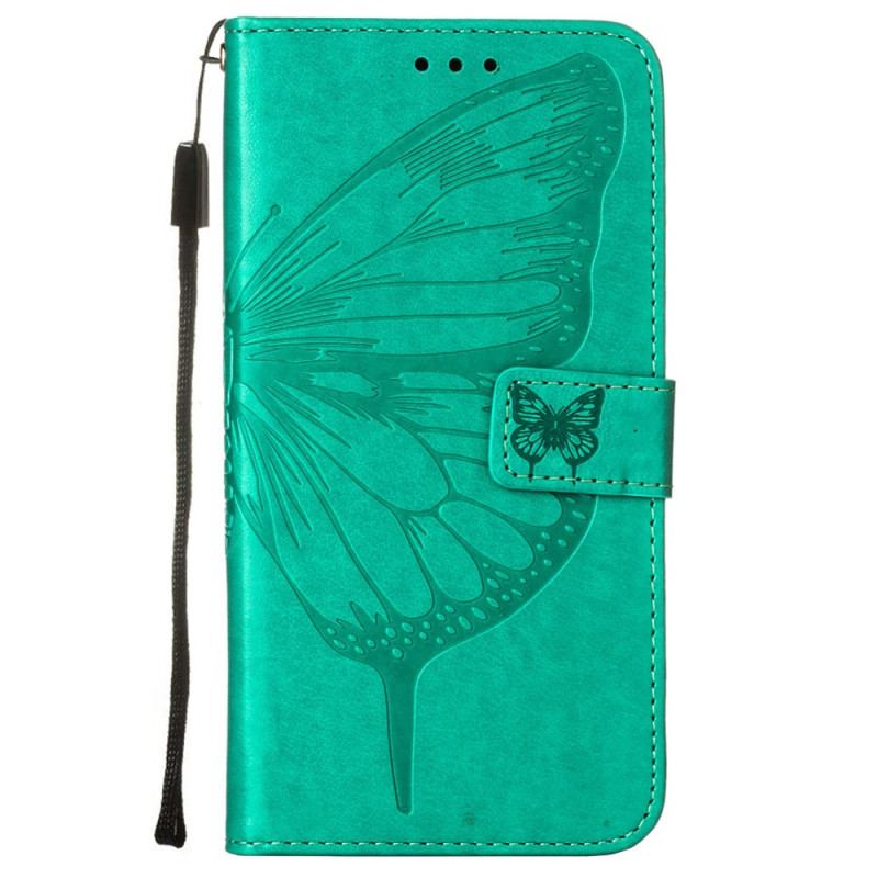 Capa De Couro Para Samsung Galaxy S23 Plus 5G De Cordão Borboleta De Tiras Barroca