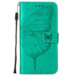 Capa De Couro Para Samsung Galaxy S23 Plus 5G De Cordão Borboleta De Tiras Barroca