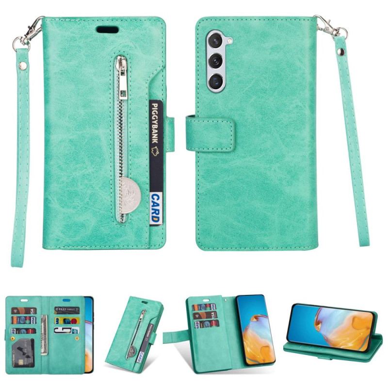 Capa De Couro Para Samsung Galaxy S23 Plus 5G De Cordão Porta-moedas Cordão