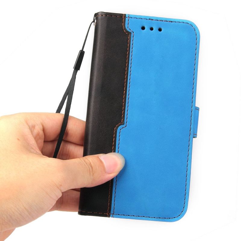 Capa De Couro Para Samsung Galaxy S23 Plus 5G Dois Tons