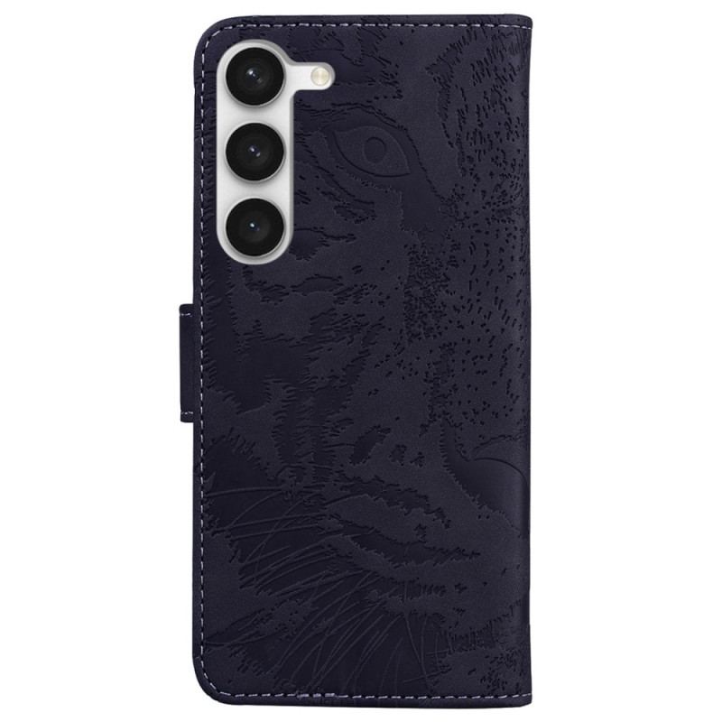 Capa De Couro Para Samsung Galaxy S23 Plus 5G Pegada De Tigre