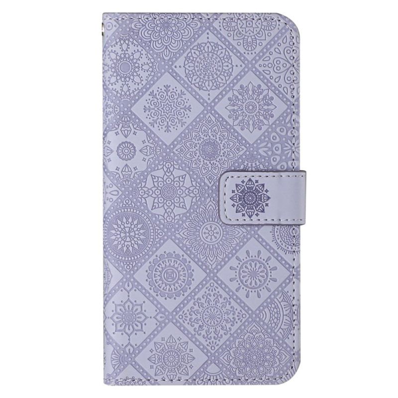 Capa Em Pele Para Samsung Galaxy S23 Plus 5G Padrão De Tapeçaria