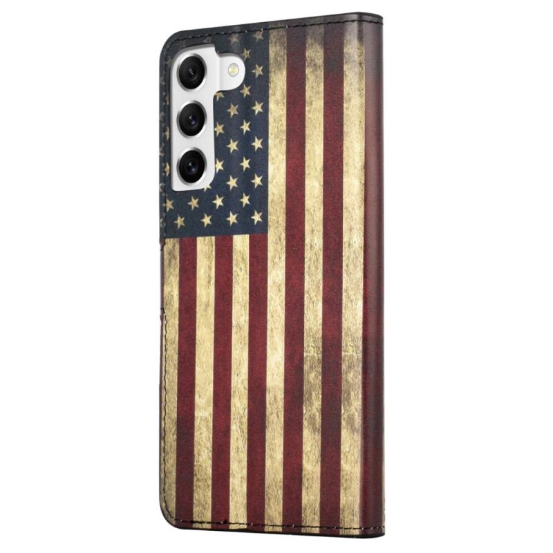 Capa Flip Para Samsung Galaxy S23 Plus 5G Bandeira Americana Vintage