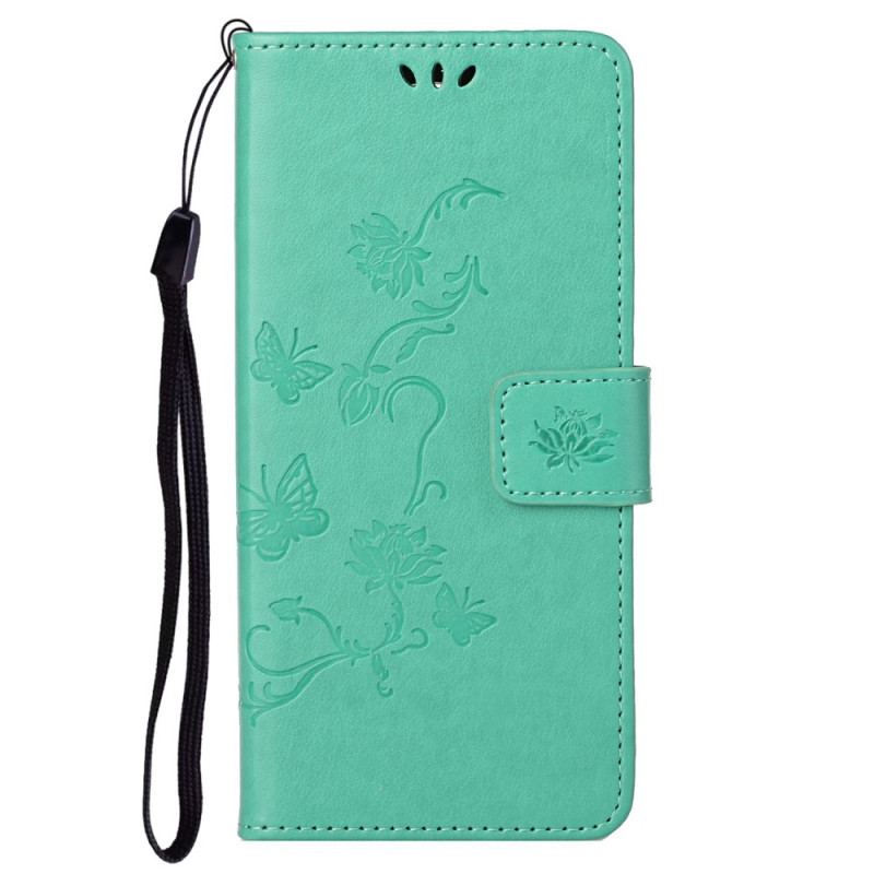 Capa Flip Para Samsung Galaxy S23 Plus 5G Borboletas E Flores