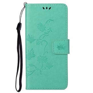 Capa Flip Para Samsung Galaxy S23 Plus 5G Borboletas E Flores