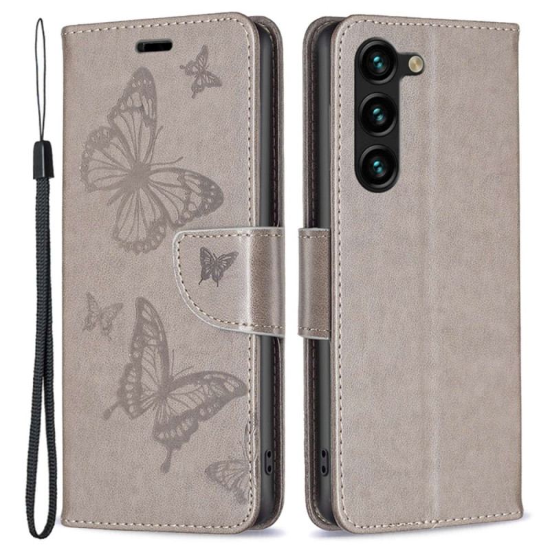 Capa Flip Para Samsung Galaxy S23 Plus 5G Borboletas Gigantes