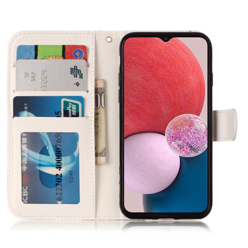 Capa Flip Para Samsung Galaxy S23 Plus 5G De Cordão Apanhador De Sonhos Coruja Com Alça