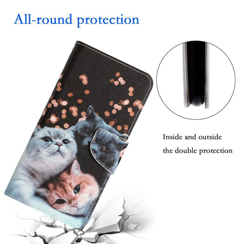 Capa Flip Para Samsung Galaxy S23 Plus 5G De Cordão Apenas Gatos Tangas