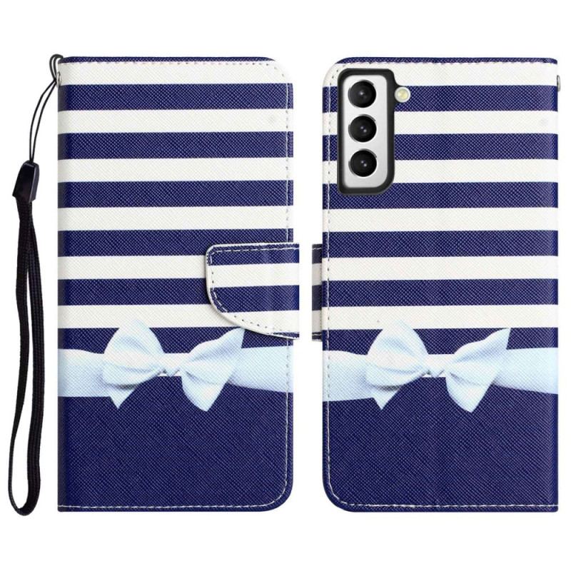 Capa Flip Para Samsung Galaxy S23 Plus 5G De Cordão Cinta Marinha