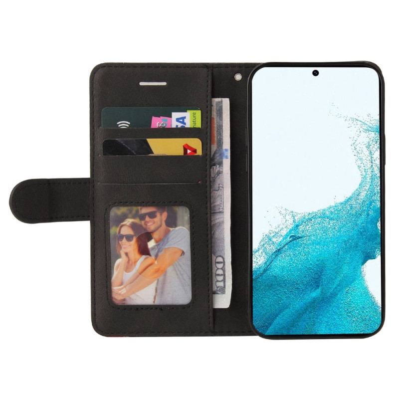 Capa Flip Para Samsung Galaxy S23 Plus 5G De Cordão Correia De Dois Tons