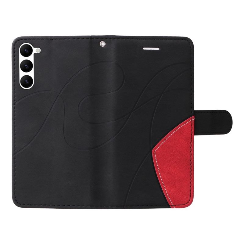 Capa Flip Para Samsung Galaxy S23 Plus 5G De Cordão Correia De Dois Tons