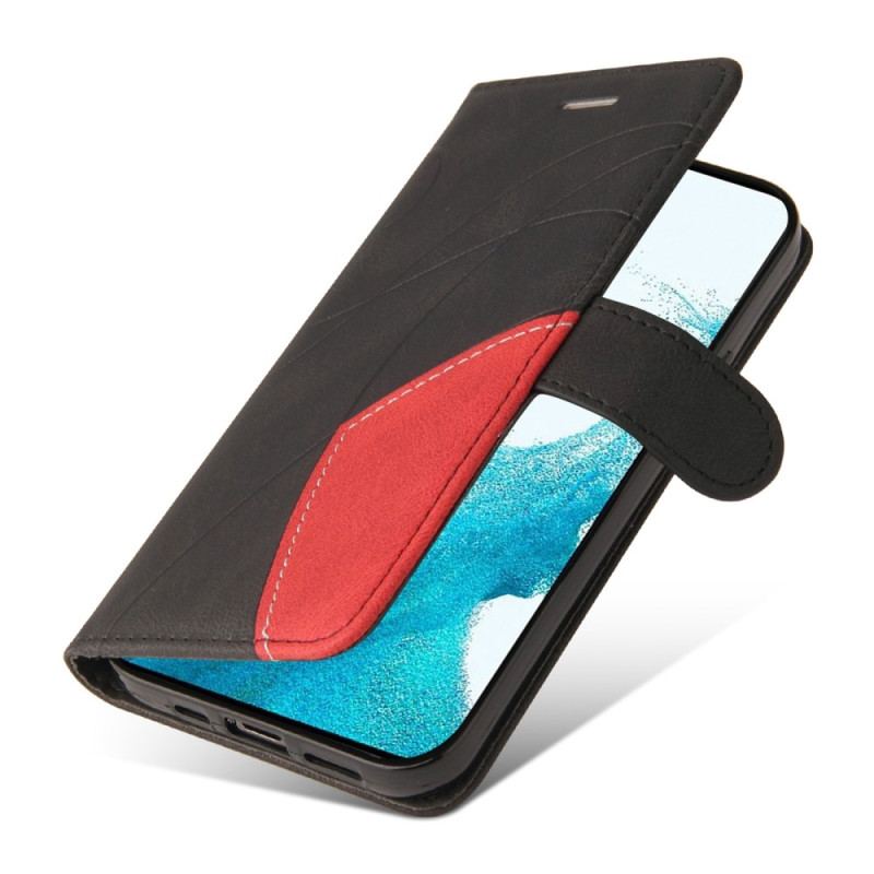 Capa Flip Para Samsung Galaxy S23 Plus 5G De Cordão Correia De Dois Tons